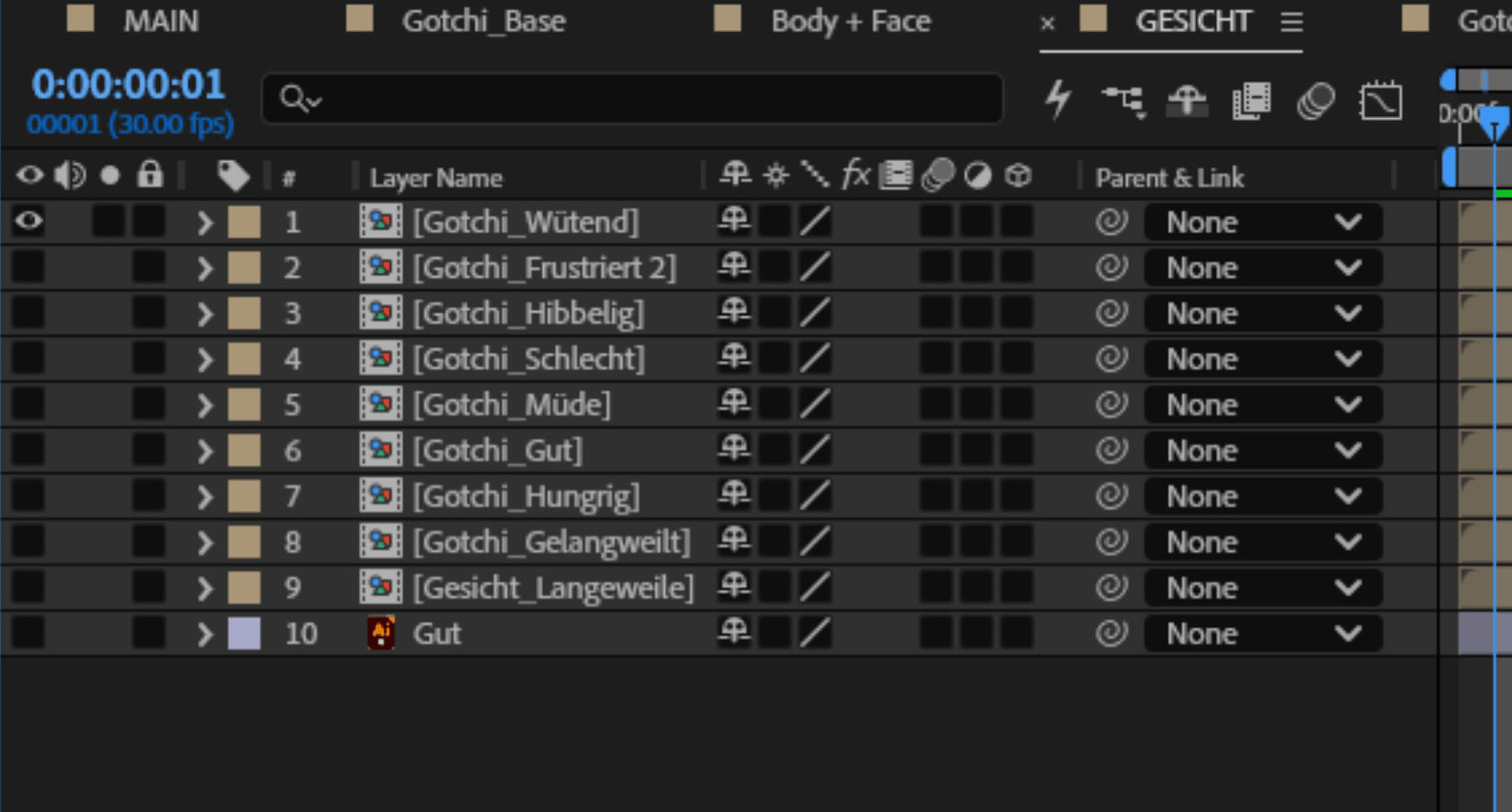 Figure 7: animationlayers in After Effects