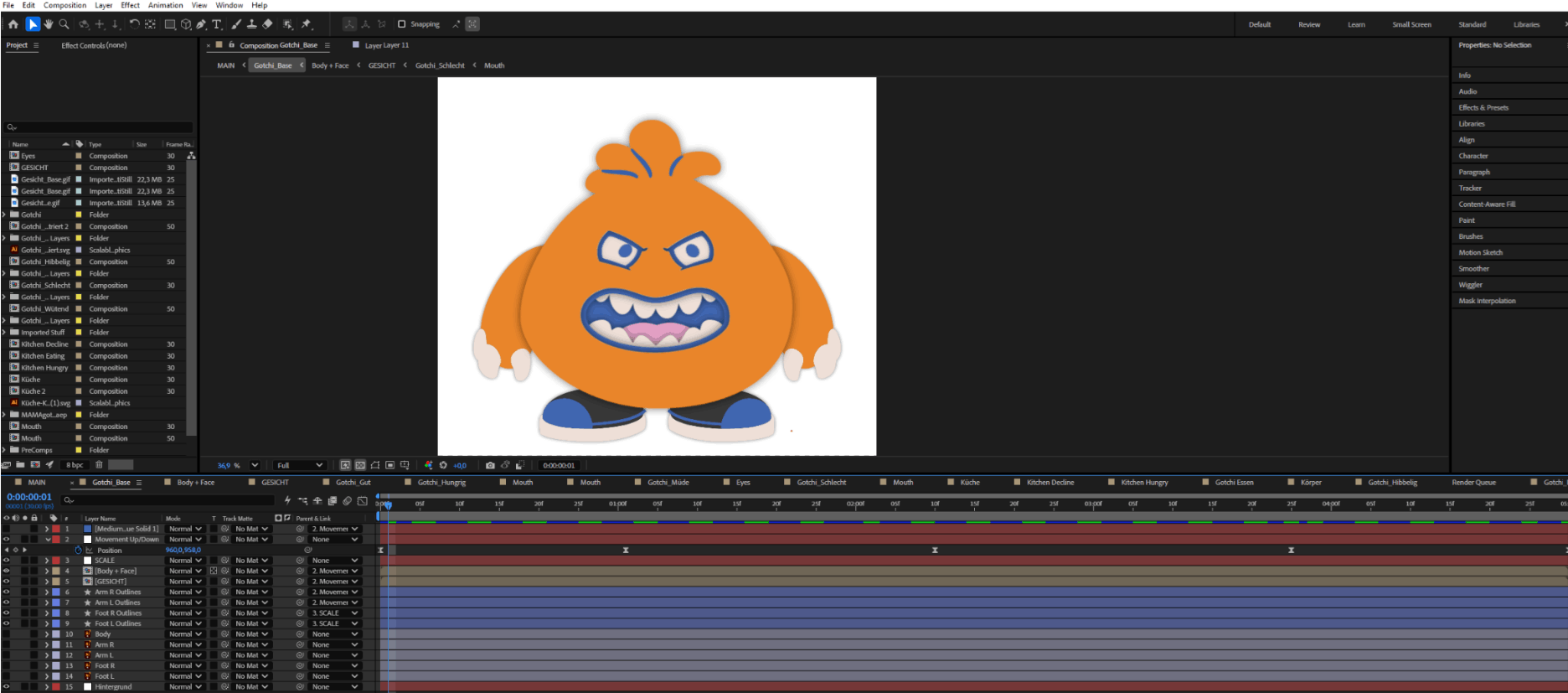 Figure 8: animation timeline in After Effects
