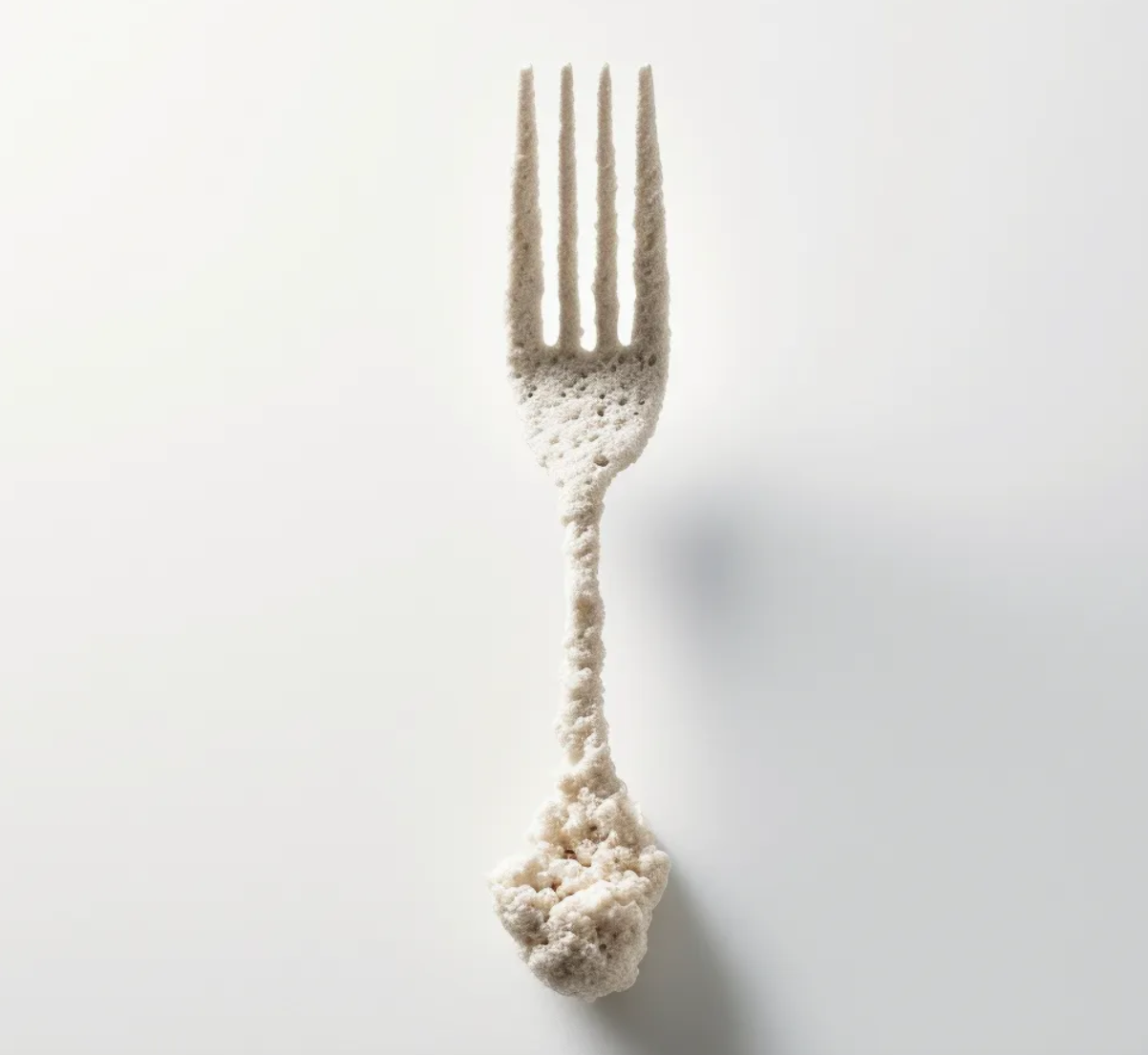 Figure 5&colon; Surreal material transformation of a fork losing its functional affordance by Becerra (2026)