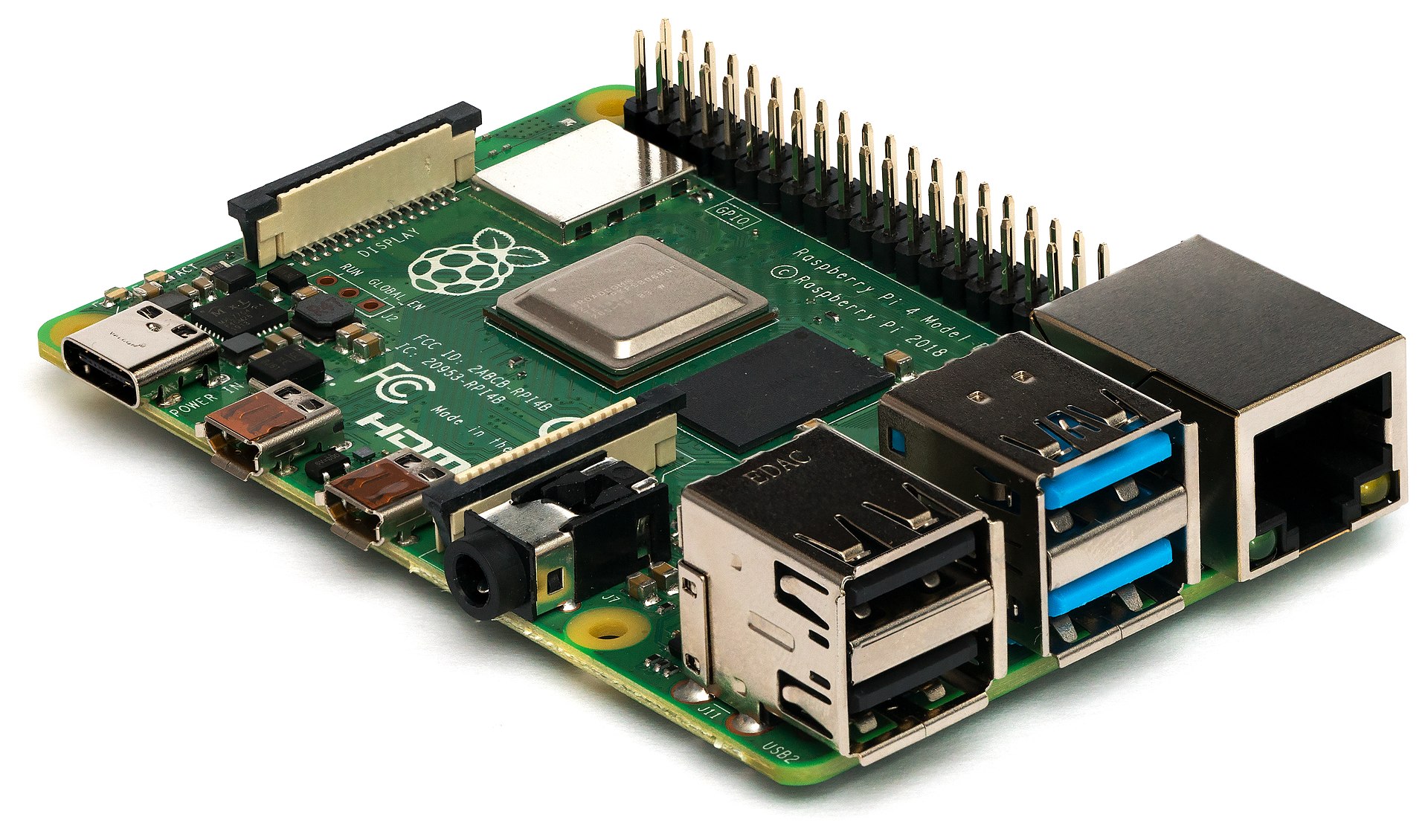 Figure 4: Raspberry Pi 4 Model B as an example of a more computer-like development platform for complex prototypes. Image: Michael H. / Laserlicht, Wikimedia Commons, CC BY-SA 4.0.